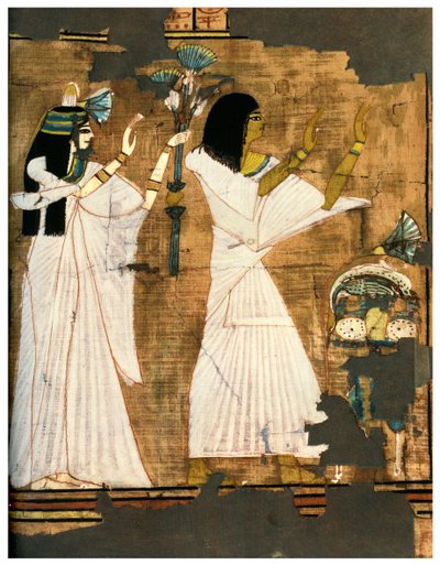 Rames and his wife in adoration before a table heaped with offerings by Unbekannt