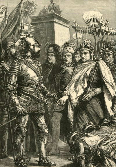 Reception of Cortes by Montezuma, 1519 by Unbekannt