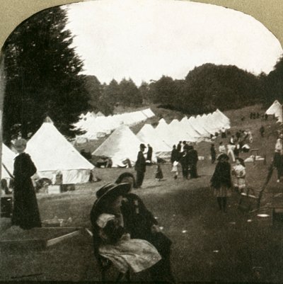 Refugees camp at ball grounds in Golden Gate Park, 1906 by Unbekannt