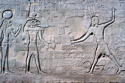 Relief of Pharaoh before Knum & Sekhmet, Temple of Khnum, Ptolemaic & Roman Periods by Unbekannt