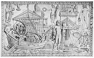 Relief Showing the Roman Lighthouse at Ostia, Port of Rome, Italy by Unbekannt