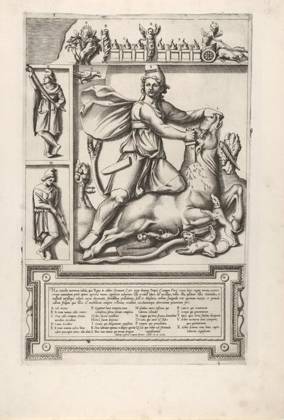 Relief with Mithras kneeling upon a bull and driving a sword into its shoulder, 1564 by Unbekannt