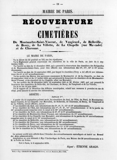 Reopening of Cemeteries, from French Political Posters of the Paris Commune by Unbekannt