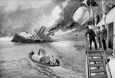 Rescuing survivors from sinking Russian vessel, Russo-Japanese War, 1904 by Unbekannt