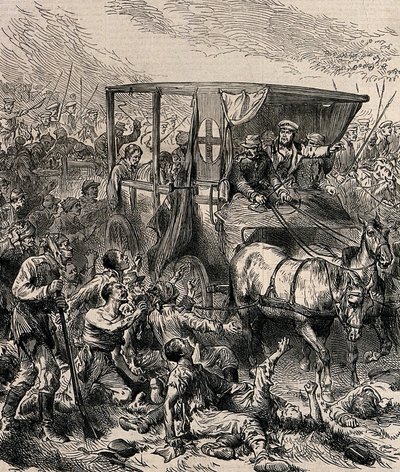 Rescuing the Wounded Russian Soldiers from the Battlefield, c1878 by Unbekannt