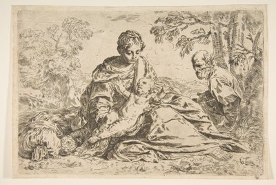 Rest on the Flight into Egypt, Mary Holding the Infant Christ with St. Joseph by Unbekannt