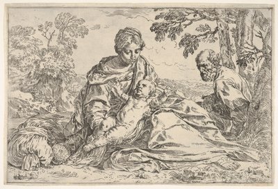 Rest on the flight into Egypt, Mary holding the infant Christ with St. Joseph, ca. 1640 or after by Unbekannt