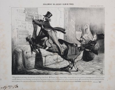 Regulation of the Jockey Club of Paris: Each member of the Jockey Club must have a Jockey..., 1800s by Unbekannt