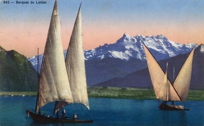 Rhone Alpes, Haute Savoie: boats on Lake Leman - Postcard dated 1938 by Unbekannt