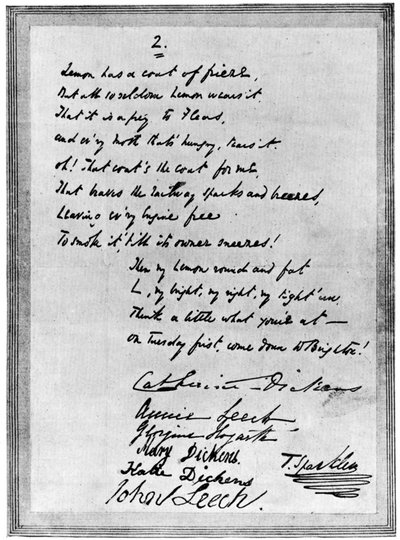 Rhyming letter from Charles Dickens to Mark Lemon by Unbekannt