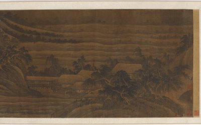 River Valley with houses and temples, Ming dynasty by Unbekannt