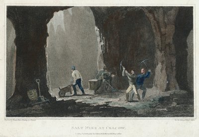 Rock Salt: Miners at work in salt mine near Cracow, Poland by Unbekannt