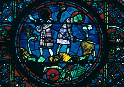 Roland Breaks His Sword and Sounds His Horn, Stained Glass, Chartres Cathedral, France, 1194-1260 by Unbekannt
