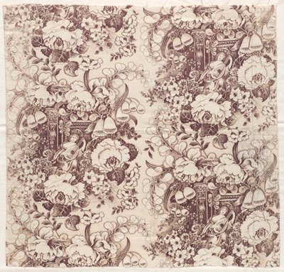 Roller-Printed Cotton with Design of Woman Playing a Lute, early 1800s by Unbekannt