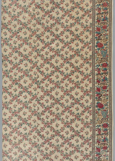 Roller-Printed Glazed Chintz with Flower and Vase Design by Unbekannt