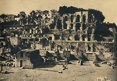 Roma - The Ruins of the house of Caligula towering above the House of the Vestal Virgins by Unbekannt