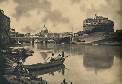 Roma - The Tiber - Castle and Bridge of S. Angelo. Dome of St. Peter