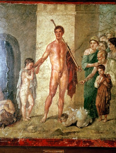 Roman wallpainting of Theseus after killing the Minotaur by Unbekannt