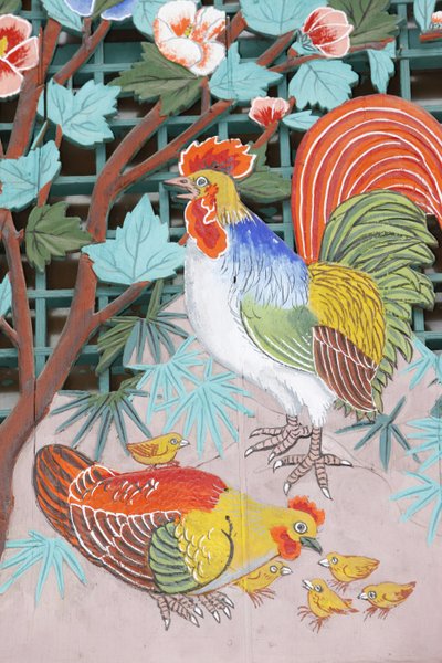 Rooster, Hen and Chicks, Seoul, South Korea by Unbekannt