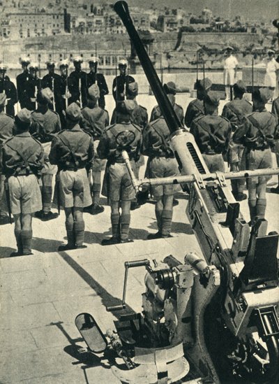 Royal Marines at the Parade Celebrating the Successful Defence of Malta, World War II, 1943-1944 by Unbekannt
