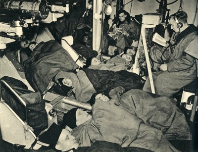 Royal Marines Sleeping in the Gunhouse of a Warship, World War II by Unbekannt