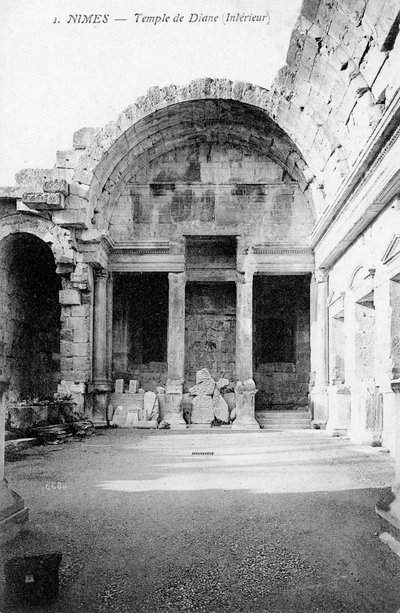 Ruined interior of the Roman Temple of Diana, Nimes, France by Unbekannt