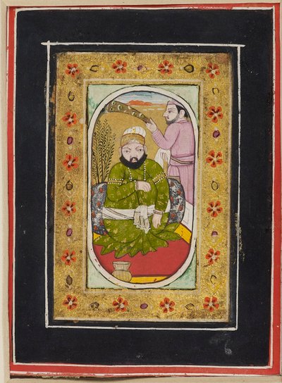 Ruler wearing a green jama attended by a morchal bearer by Unbekannt