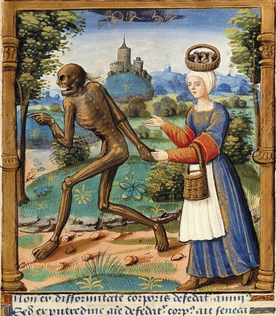 Rural life and death. Miniature of a 15th century manuscript by Unbekannt