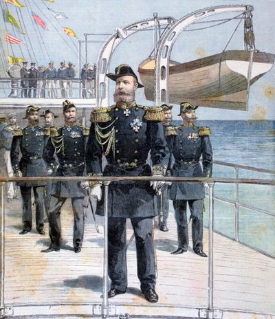 Russian Admiral Avellan on board the cruiser Emperor Nicholas I, 1893 by Unbekannt