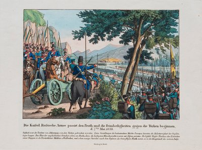 Russian army crosses the Pruth River into Moldavia on May 1828, c. 1830 by Unbekannt