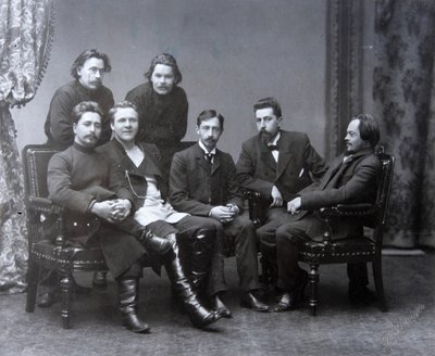 Russian author Maxim Gorky in the Sreda Wednesday literature group by Unbekannt