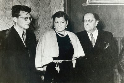 Russian Composer Dmitri Shostakovich, Singer Maria Maksakova and Writer Aleksey Tolstoy by Unbekannt