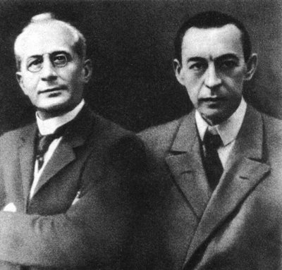 Russian Conductor Alexander Siloti and Composer Sergei Rachmaninov by Unbekannt