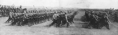 Russian troops parading during French President Raymond Poincare