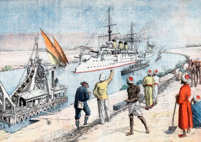 Russian warships passing through the Suez Canal, Russo-Japanese War by Unbekannt
