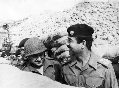 Saddam Hussein inspecting the Basra front, Iraq, 1986 by Unbekannt