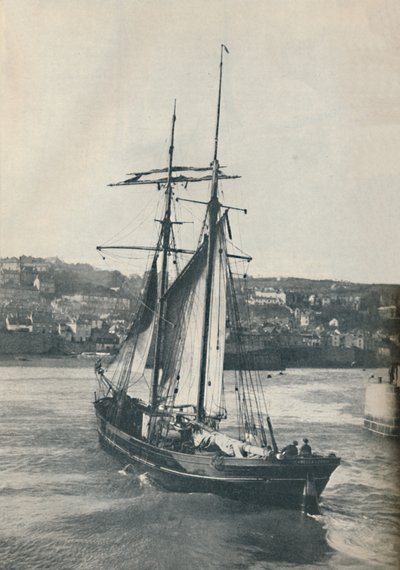 Sailing Into Newlyn Harbour, the Isabella, a two-masted Lancashire type schooner, 1937 by Unbekannt