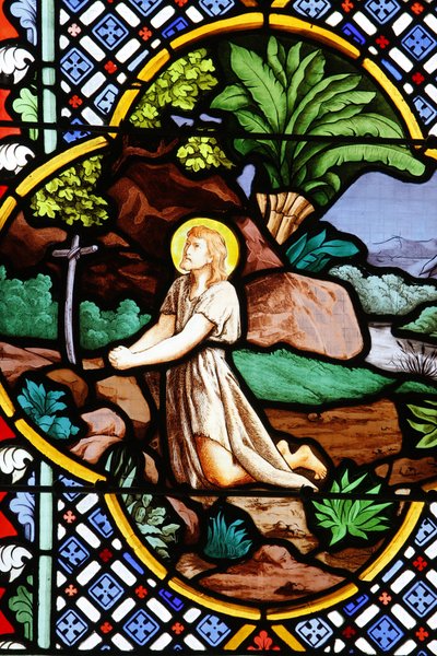 Saint-Corentin cathedral stained glass: John the Baptist in the desert, Quimper, France by Unbekannt