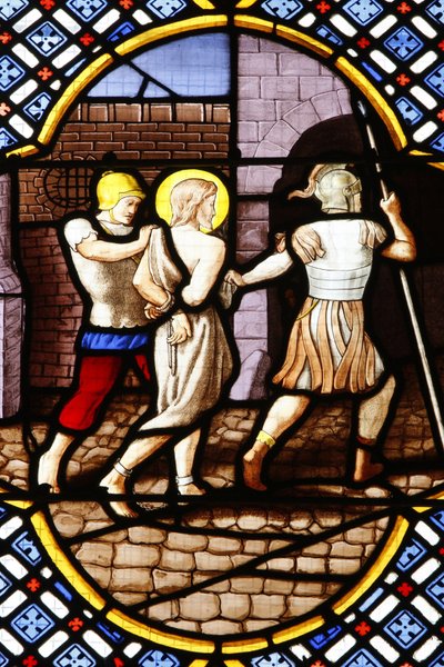 Saint-Corentin Cathedral, Quimper. Stained Glass: St John the Baptist Arrested, Quimper, France by Unbekannt