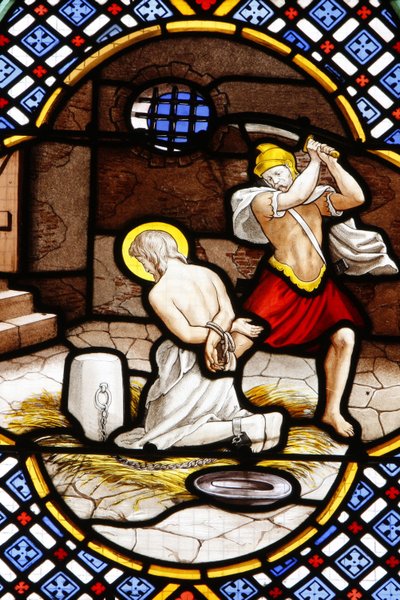 Saint-Corentin cathedral stained glass: death of John the Baptist, Quimper, France by Unbekannt