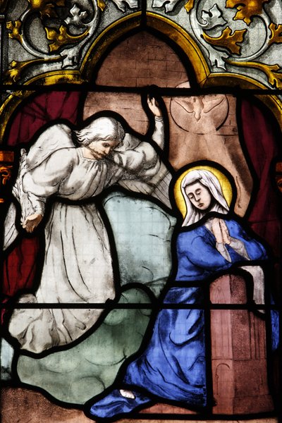 Saint-Corentin cathedral stained glass: the Annunciation, Quimper, France by Unbekannt