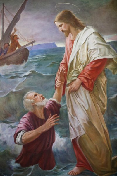 Saint-Grat Church: Painting of Peter Walking on Water Towards Jesus by Unbekannt