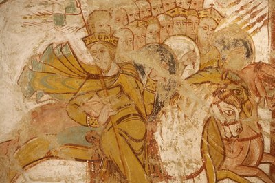 Saint-Savin abbey painting: Kings attacked by Abraham and his followers, Saint-Savin-sur-Gartempe, France by Unbekannt