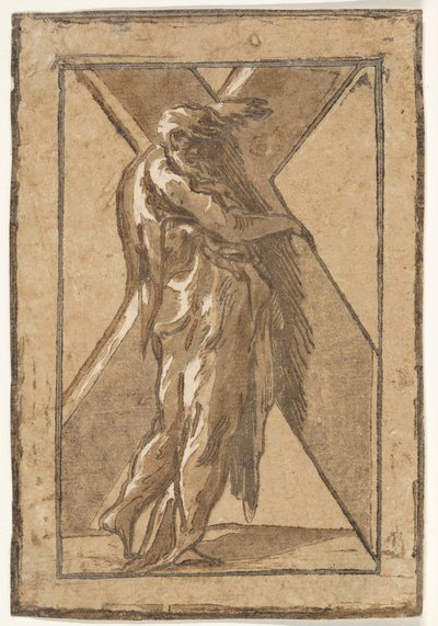 Saint Andrew Standing in Profile Holding a Large Cross from a Series of Twelve Apostles by Unbekannt