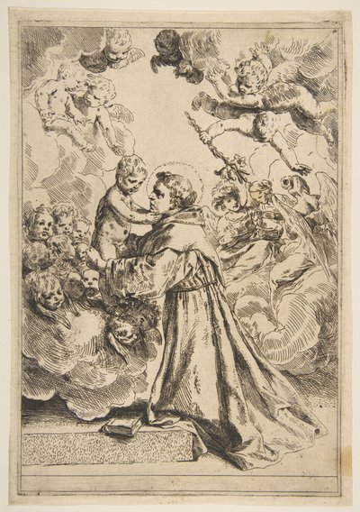 Saint Anthony of Padua adoring the Christ Child in Glory (copy after Cantarini) by Unbekannt