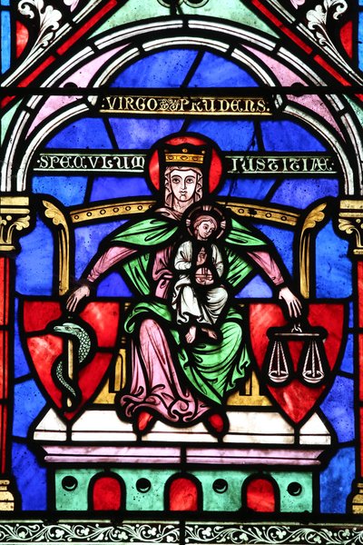 Saint Fargeau Church, Stained Glass Window, Virgin Mary and the Infant Jesus by Unbekannt