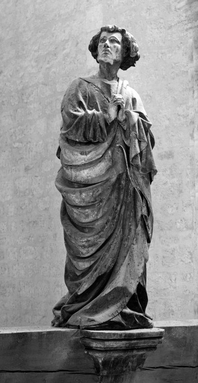 Saint John of Calvary Anonymous sculpture Dim. 150 cm Collegiale Saint Hippolyte, Poligny (Jura) by Unbekannt