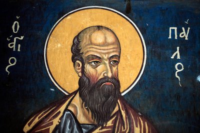 Saint Paul: Byzantine fresco from the 14th Century (1332) Nathex, south wall Phorbiotissa Virgin church, Asinou UNESCO site Troodos region, Cyprus by Unbekannt