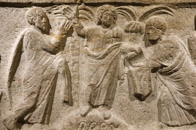 Saint Victor Abbey, Marseille, Sarcophagus Detail: Jesus Surrounded by Peter and Paul by Unbekannt