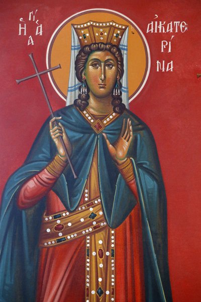 Saint Kathrine Fresco in Holy Cross Church, Pedoulas, Cyprus by Unbekannt